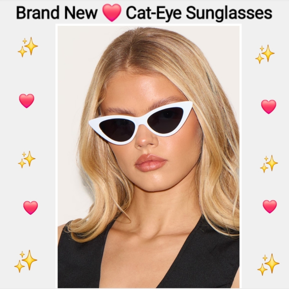PrettyLittleThing Bold White Cat-Eye Sunglasses